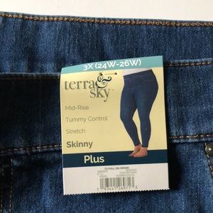 Jeggings unhemmed womens new size 3X(24W-26W) Terra &Sky inseam 27.5" cotton